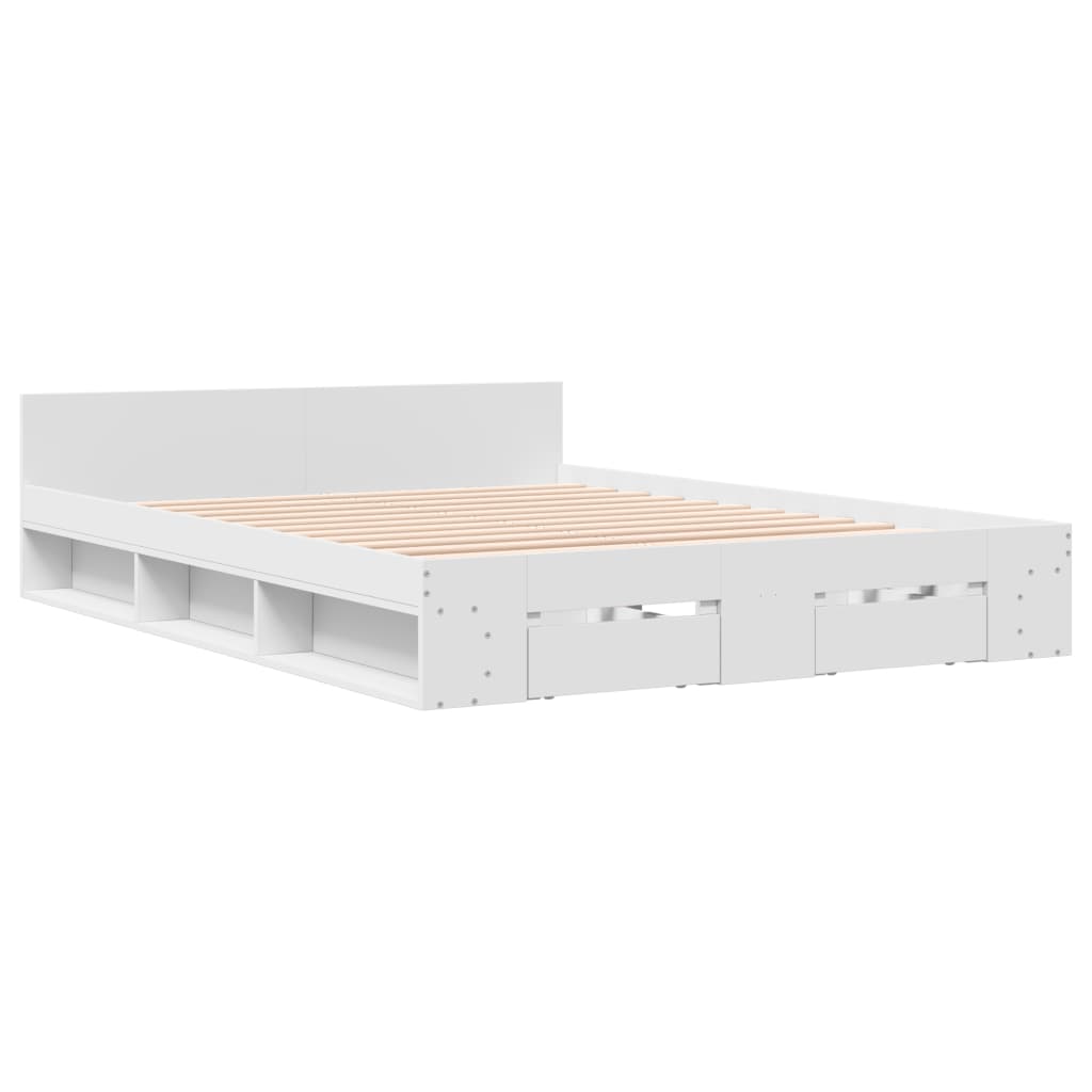 Estrutura de cama c/ gavetas 160x200cm derivados madeira branco