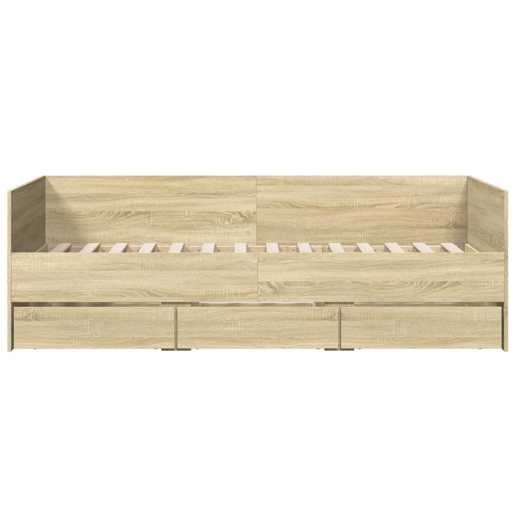 Sofá-cama com gavetas sem colchão 90x200 cm carvalho sonoma