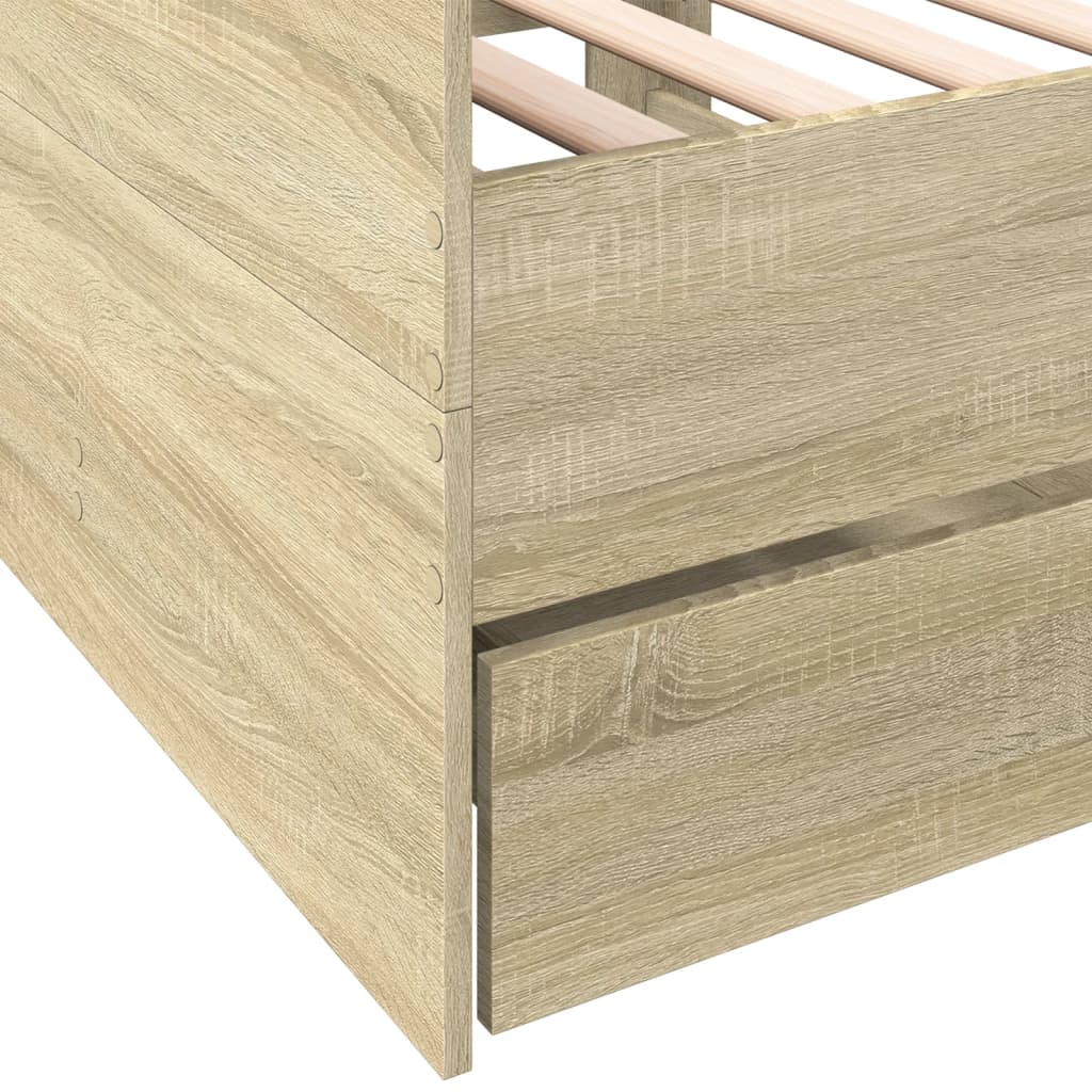 Sofá-cama com gavetas sem colchão 90x200 cm carvalho sonoma