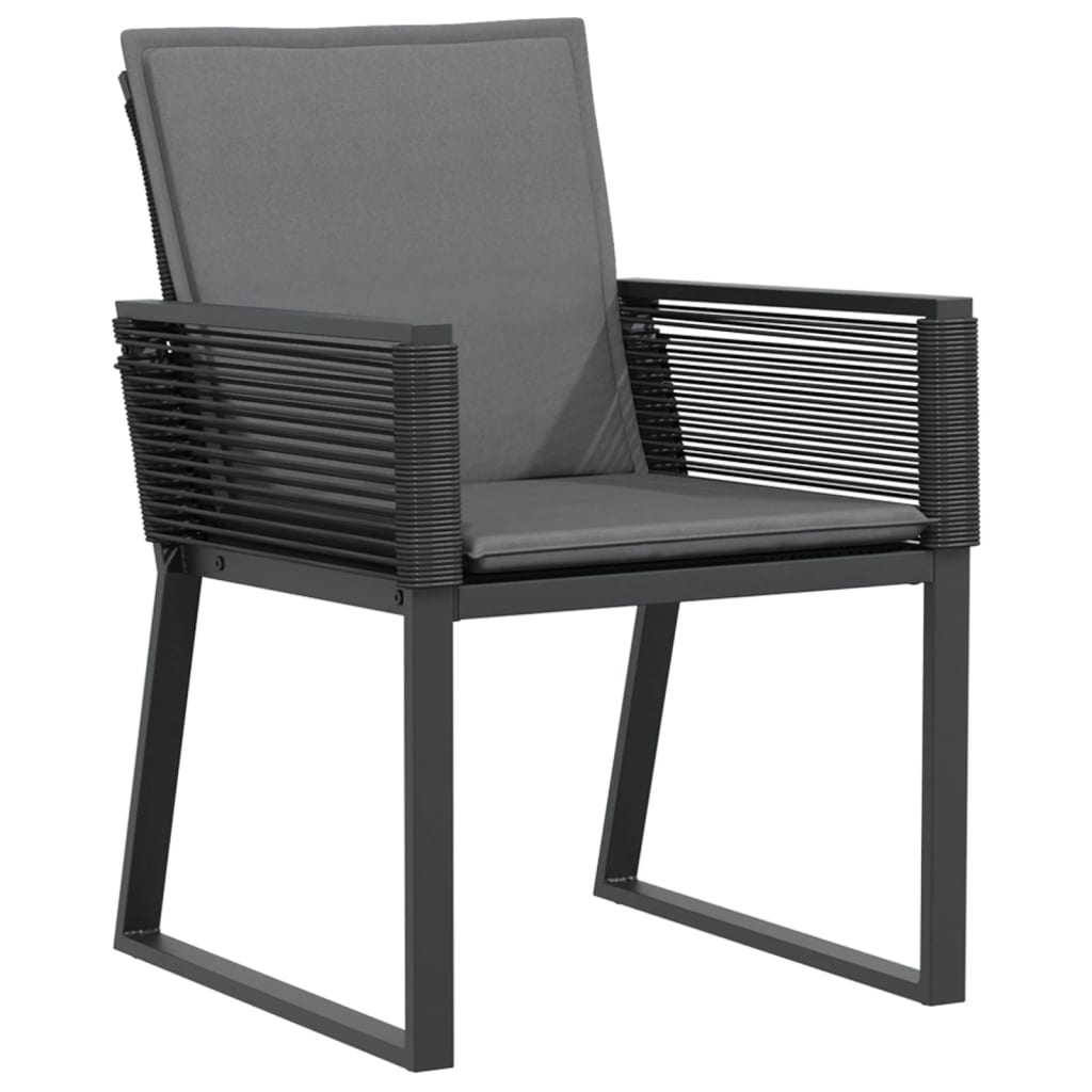 Cadeiras de jardim com almofadões 4 pcs vime PE preto