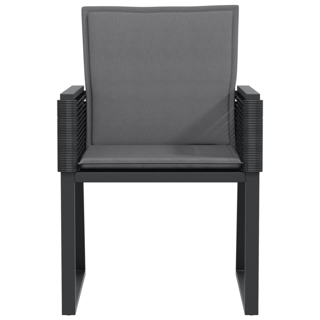 Cadeiras de jardim com almofadões 4 pcs vime PE preto