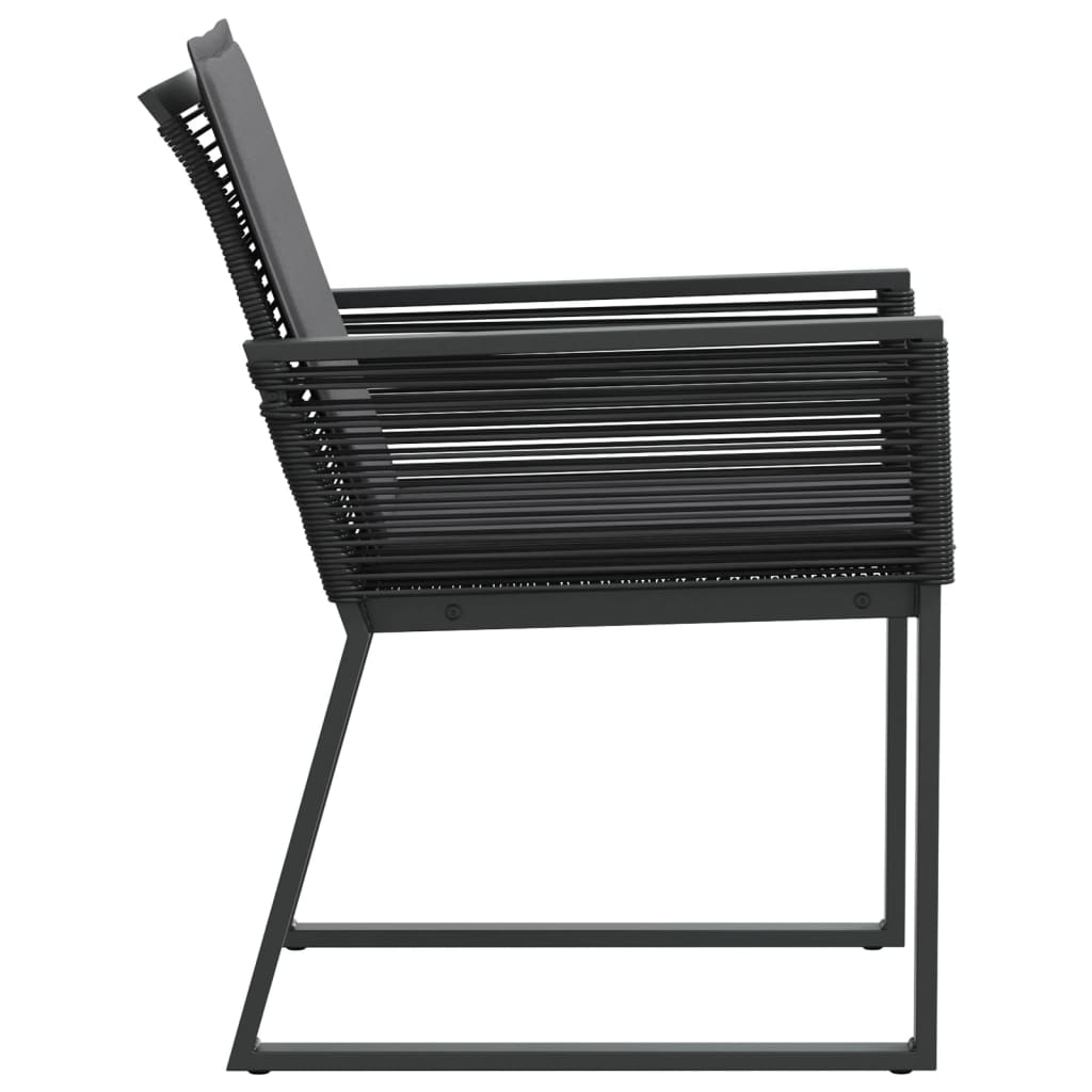 Cadeiras de jardim com almofadões 4 pcs vime PE preto
