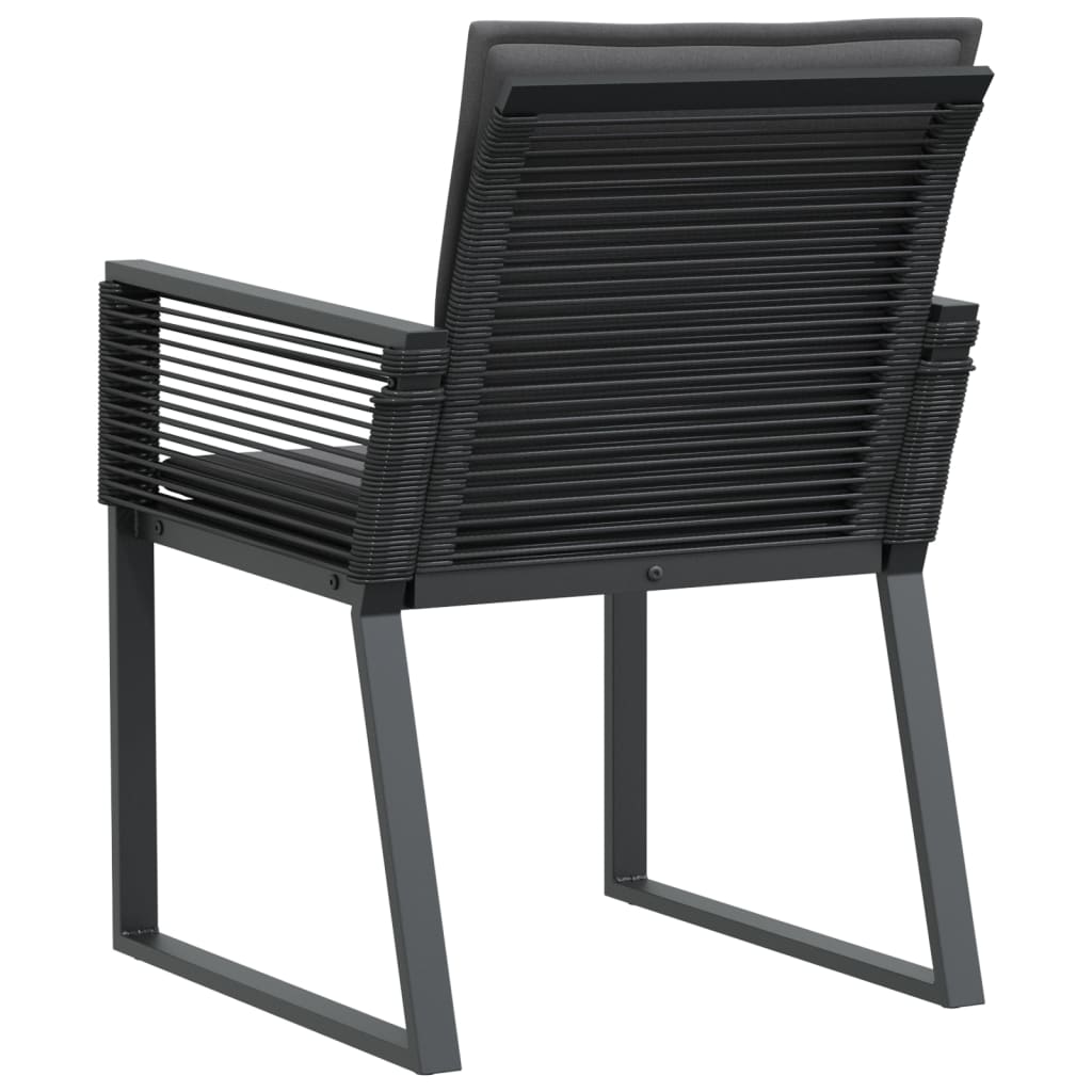 Cadeiras de jardim com almofadões 4 pcs vime PE preto