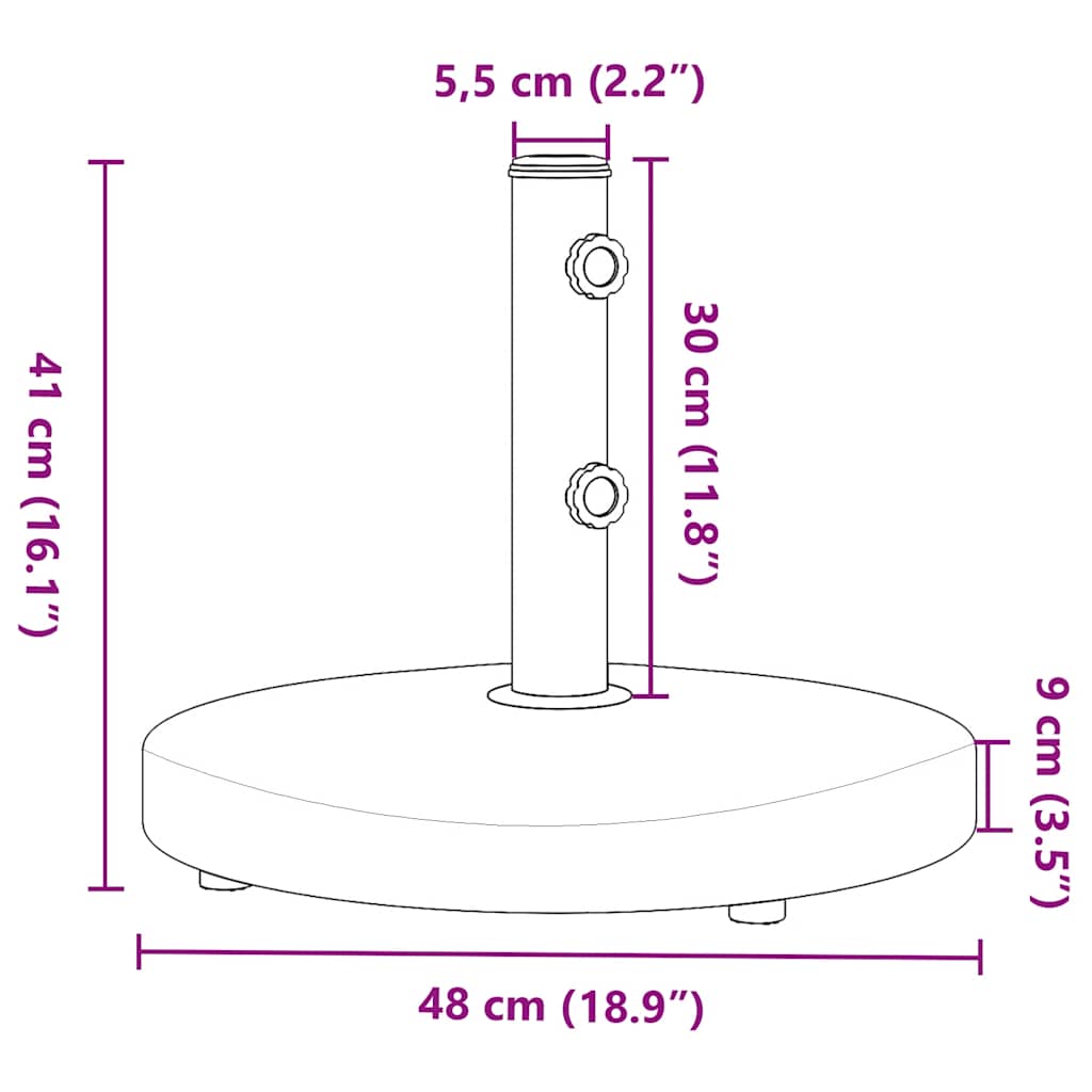Base de guarda-sol para postes de Ø32/38/48 mm 25 kg redondo