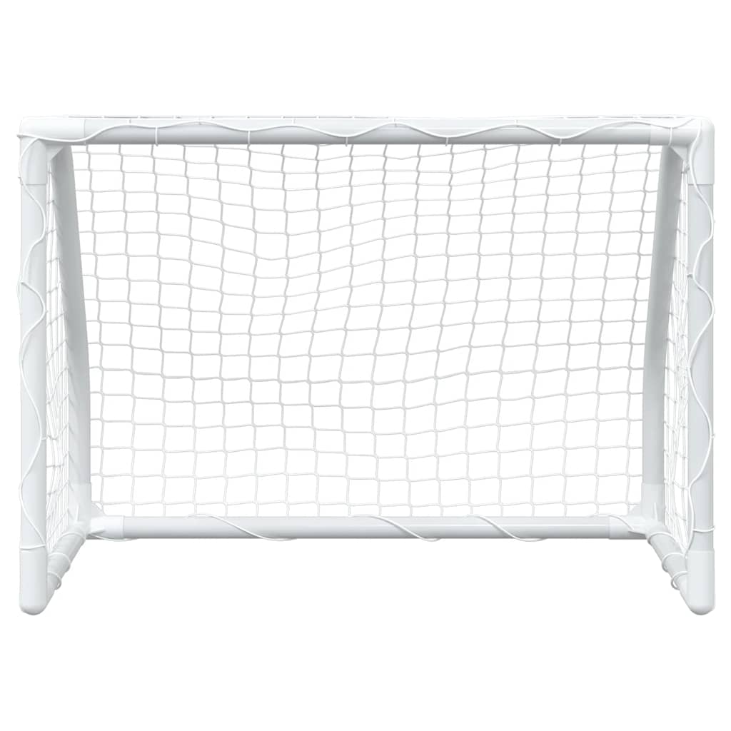 Baliza futebol infantil 2 pcs c/ bola 64x35x48 cm metal branco