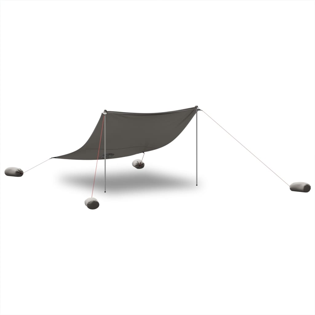 Toldo de praia com âncoras de areia 304x300 cm cinzento