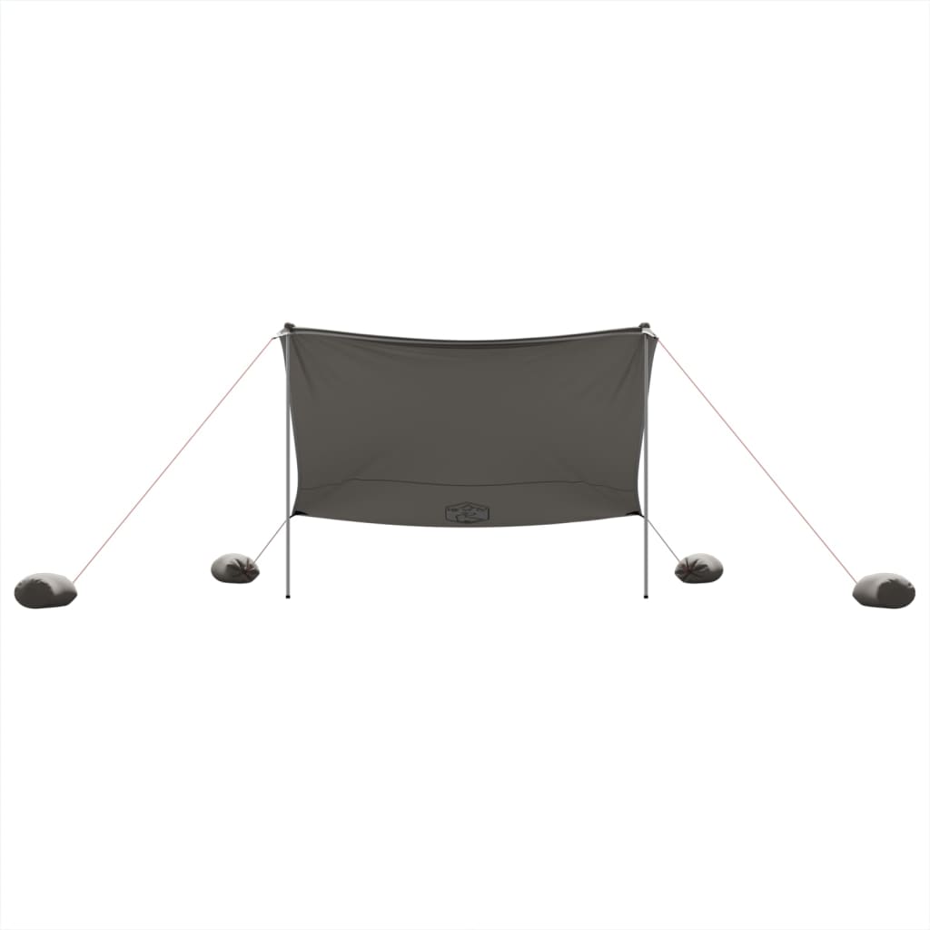 Toldo de praia com âncoras de areia 304x300 cm cinzento