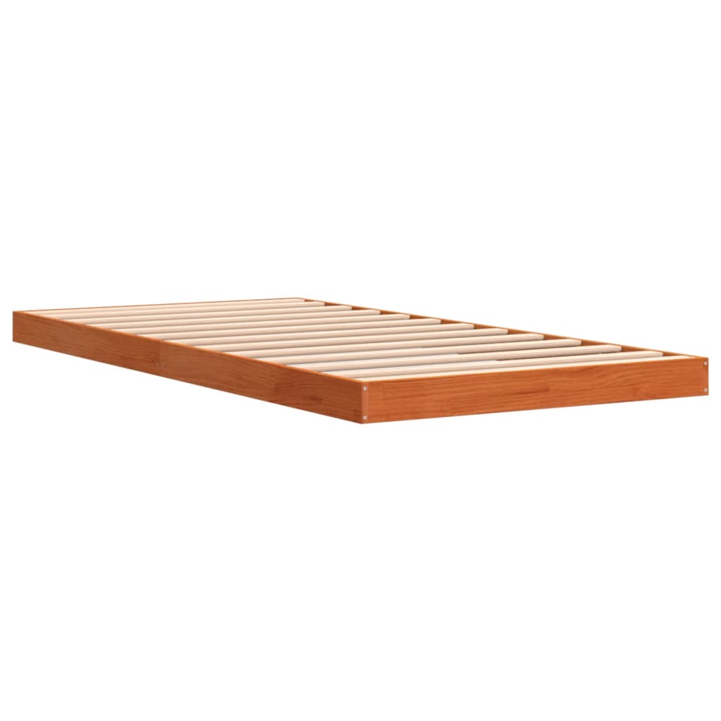 Estrutura de cama 90x190 cm madeira pinho maciça castanho cera
