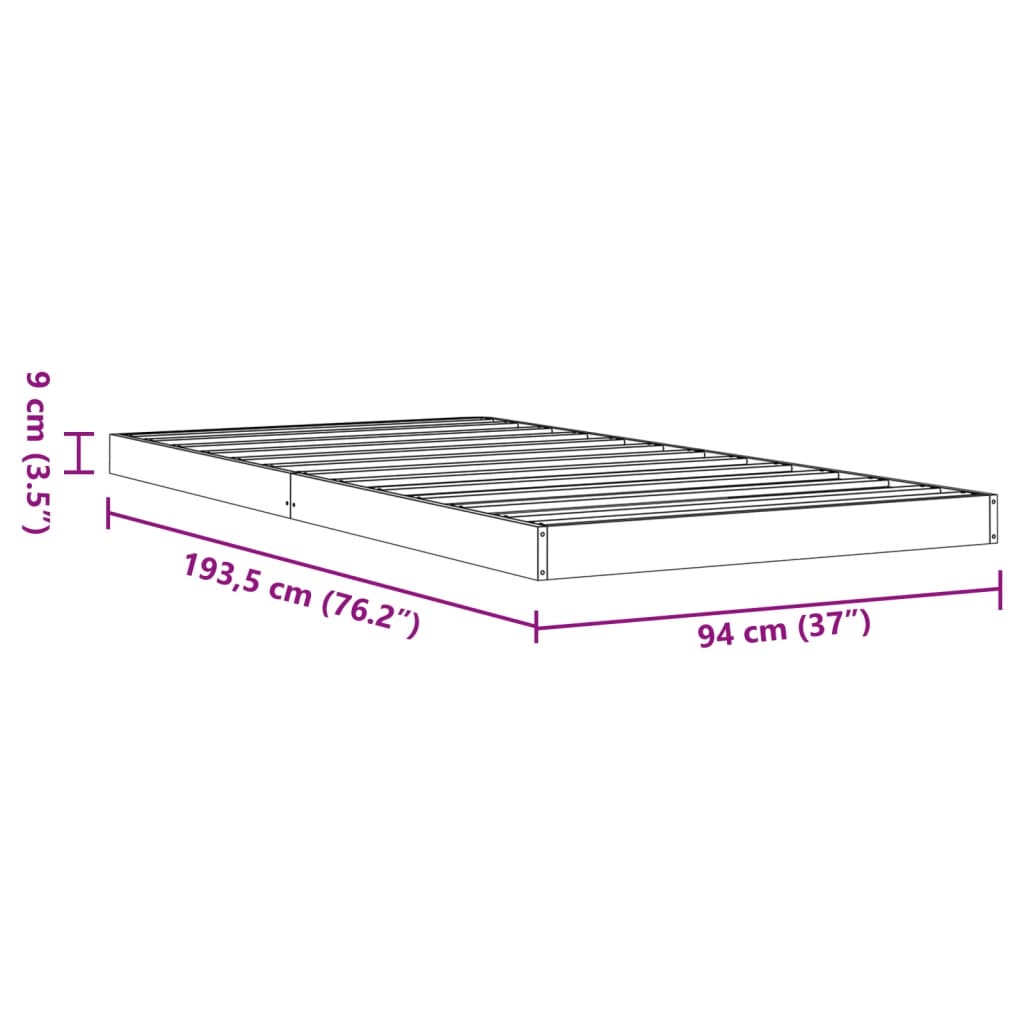 Estrutura de cama 90x190 cm madeira pinho maciça castanho cera