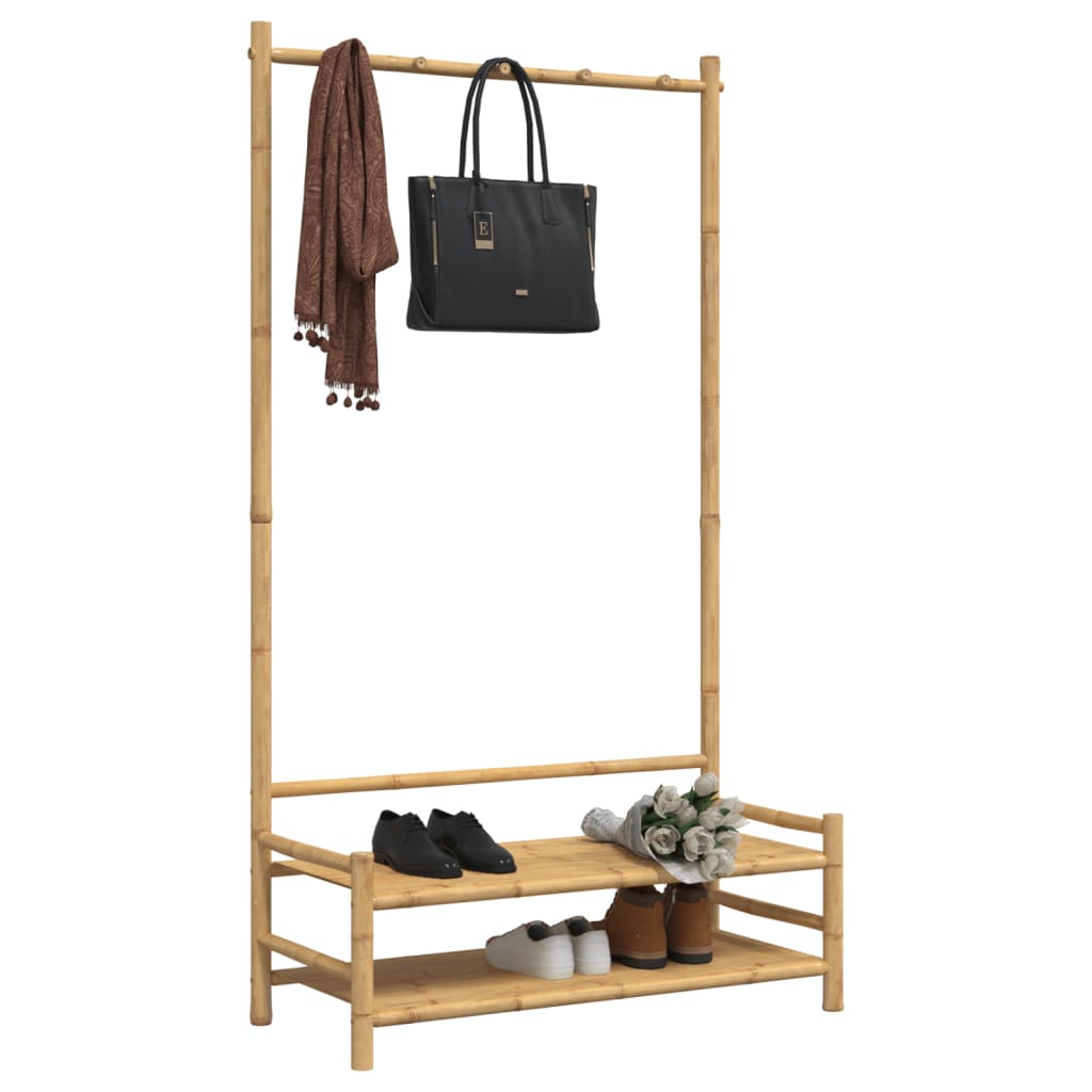 Roupeiro com prateleiras 103x40x183 cm bambu