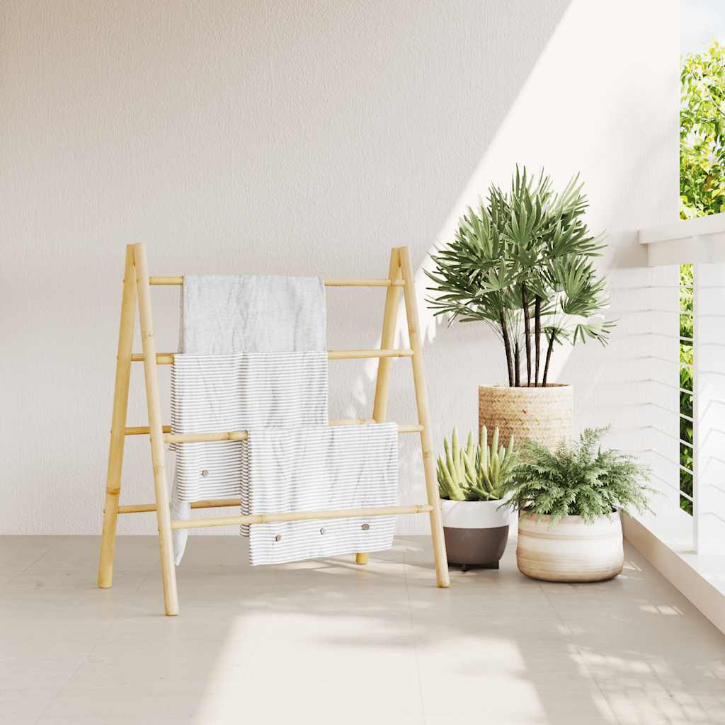Toalheiro de escada duplo com 4 degraus 90x50x100 cm bambu