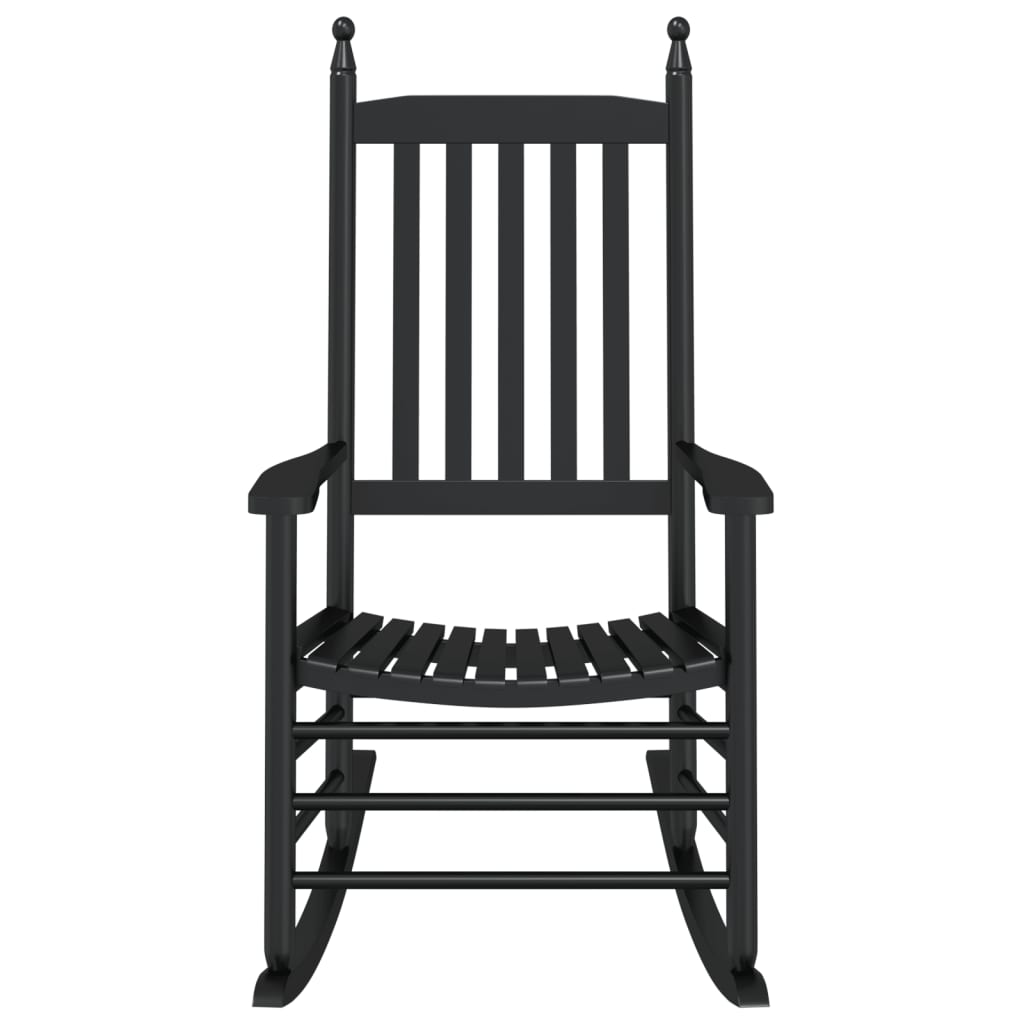 Cadeira de baloiço c/ assento curvado álamo maciço preto