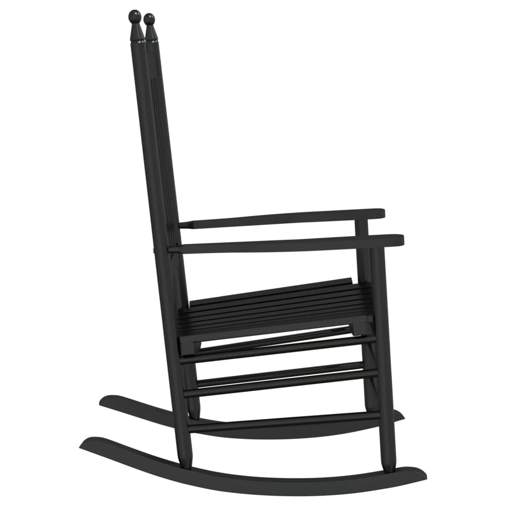 Cadeira de baloiço c/ assento curvado álamo maciço preto