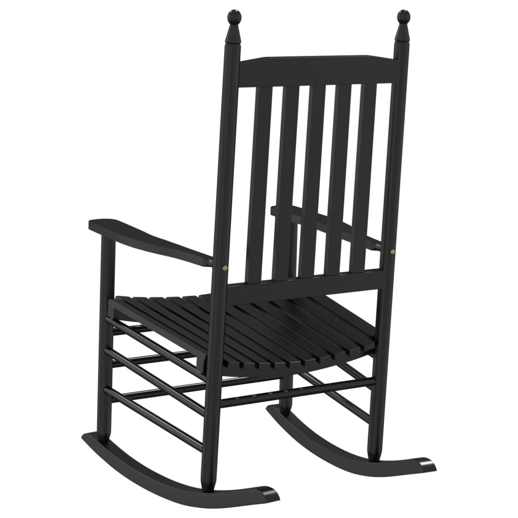 Cadeira de baloiço c/ assento curvado álamo maciço preto