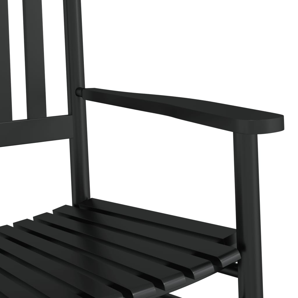 Cadeira de baloiço c/ assento curvado álamo maciço preto