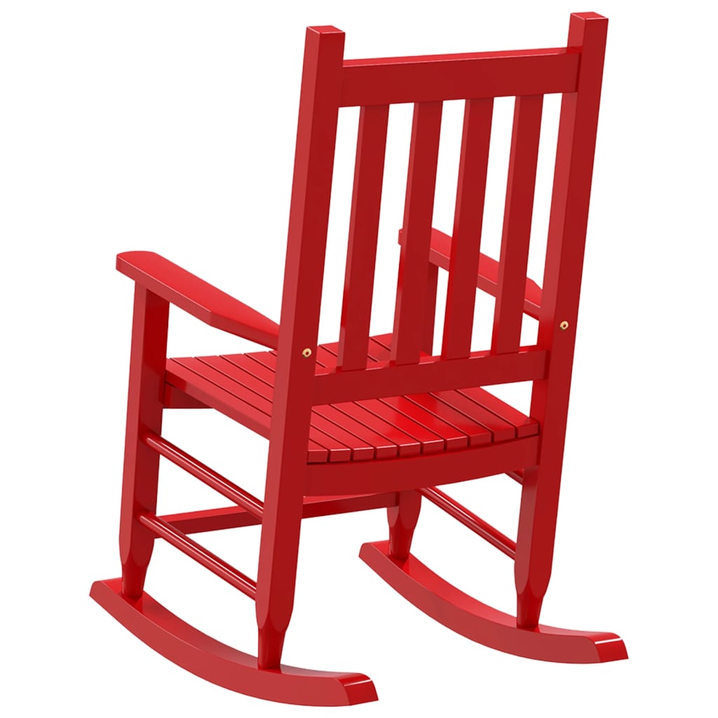 Cadeira de baloiço infantil madeira de álamo maciça vermelho