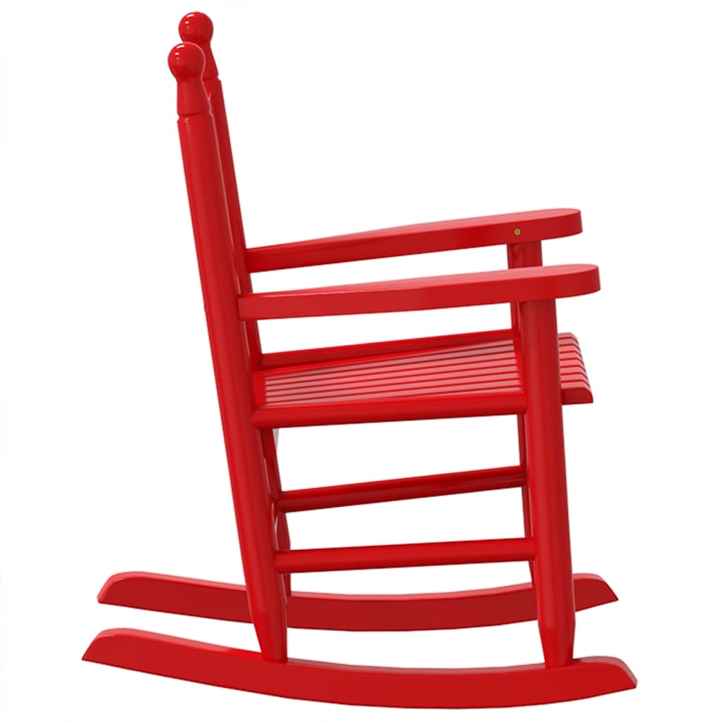 Cadeira de baloiço infantil madeira de álamo maciça vermelho