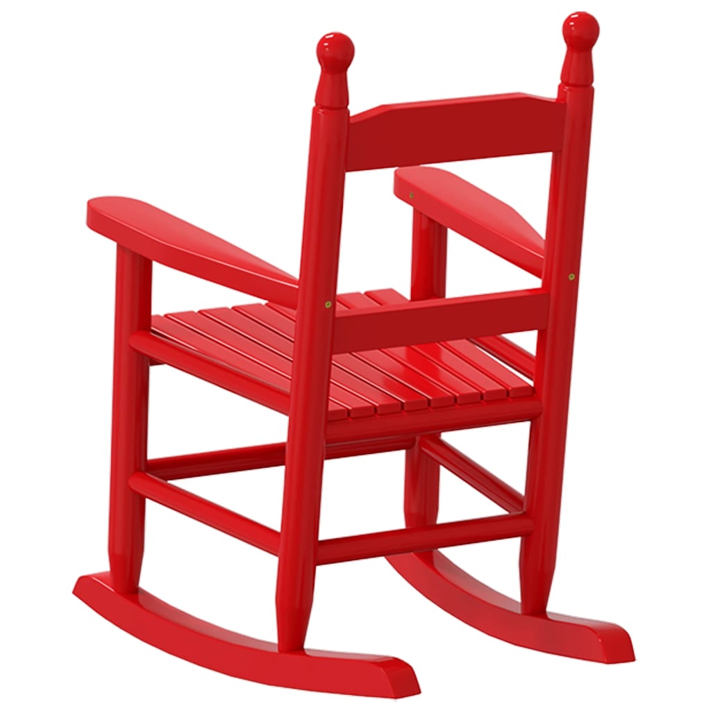 Cadeira de baloiço infantil madeira de álamo maciça vermelho