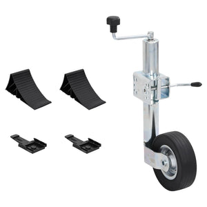 Roda macaco de reboque c/ braçadeira de divisão e calços 60 mm