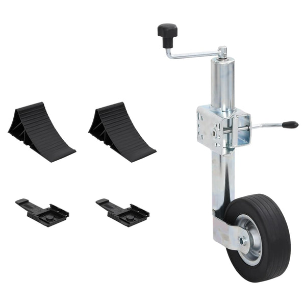 Roda macaco de reboque c/ braçadeira de divisão e calços 60 mm