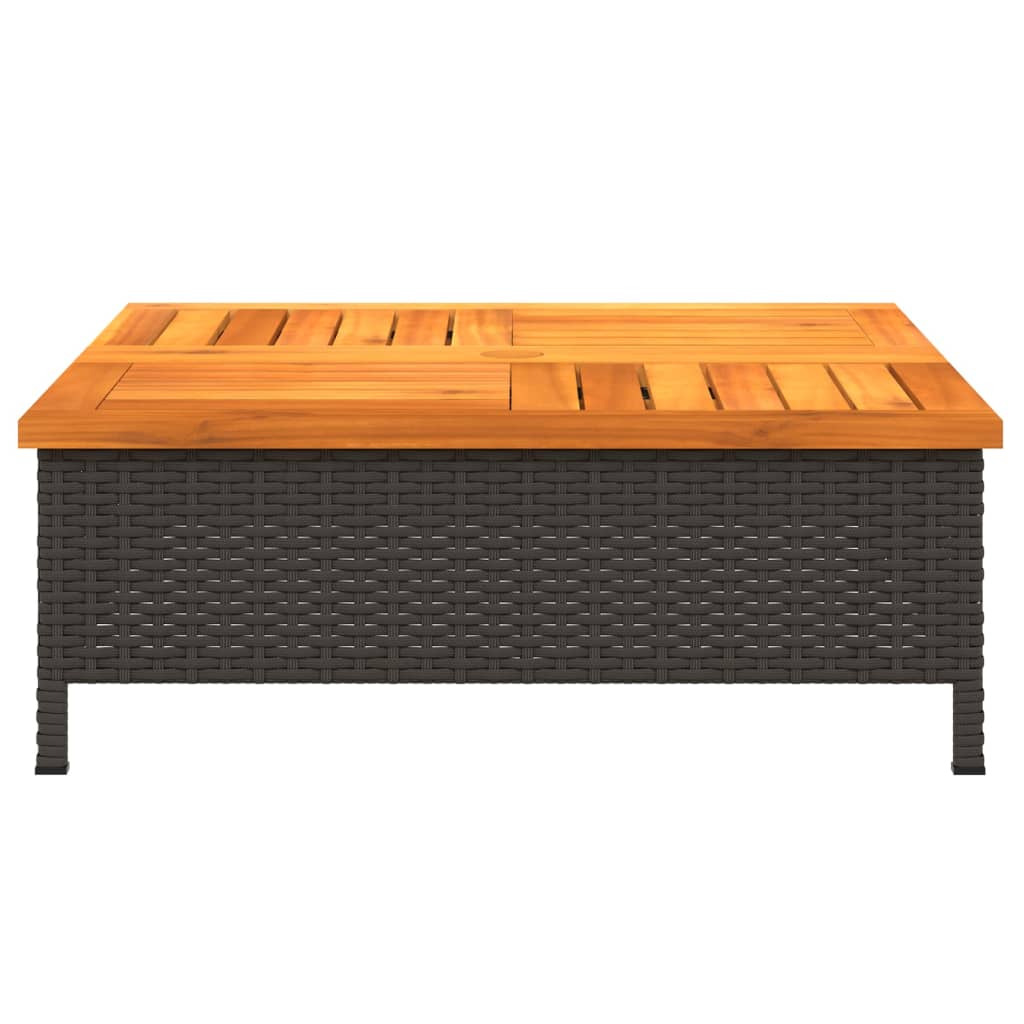 Mesa de jardim 70x70x25 cm vime e madeira de acácia preto