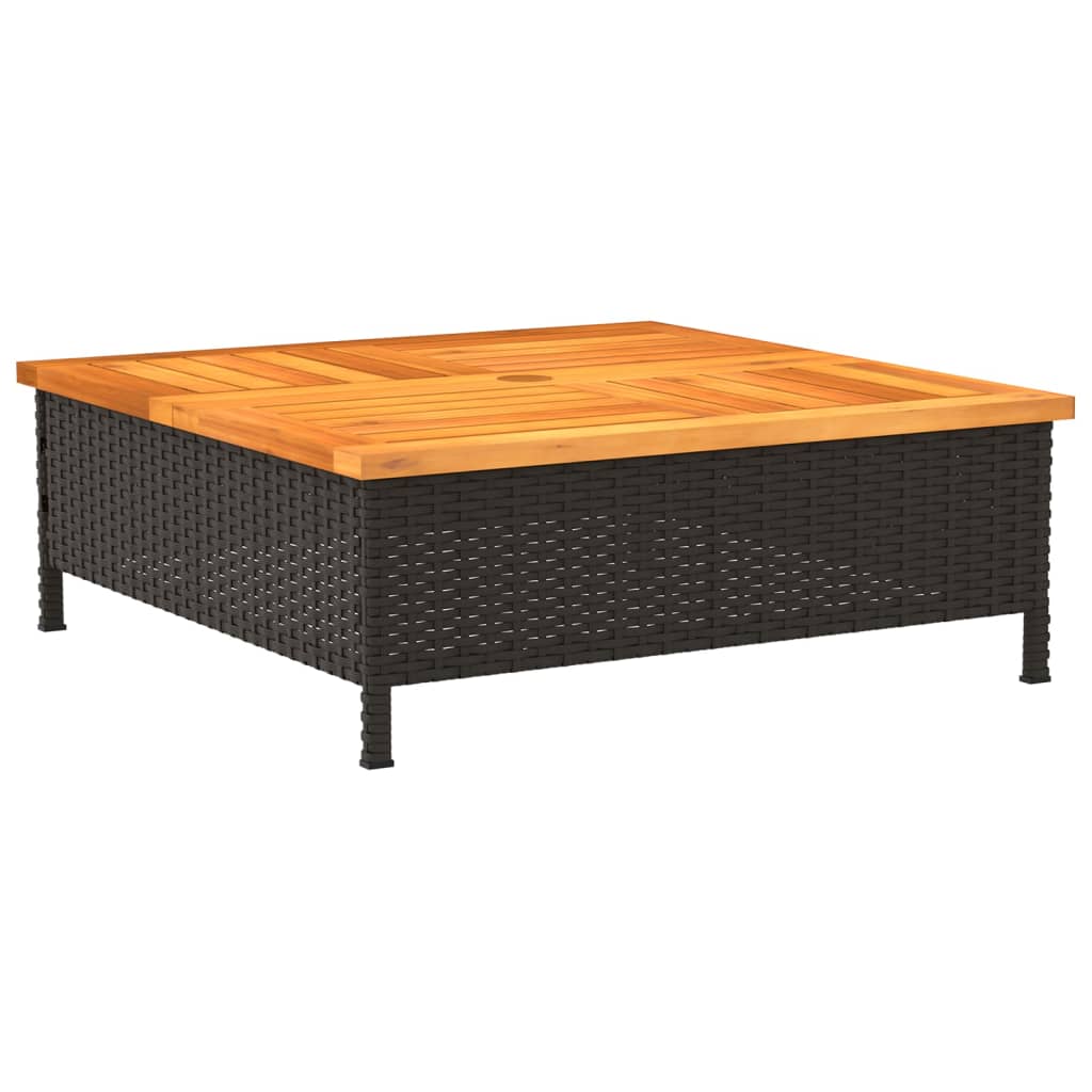 Mesa de jardim 70x70x25 cm vime e madeira de acácia preto