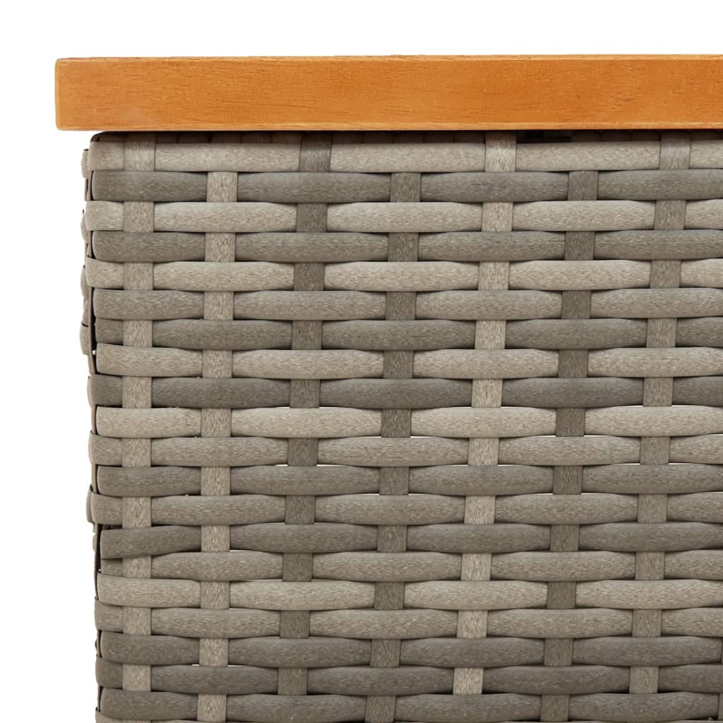 Mesa de jardim 70x70x25cm vime e madeira acácia maciça cinzento