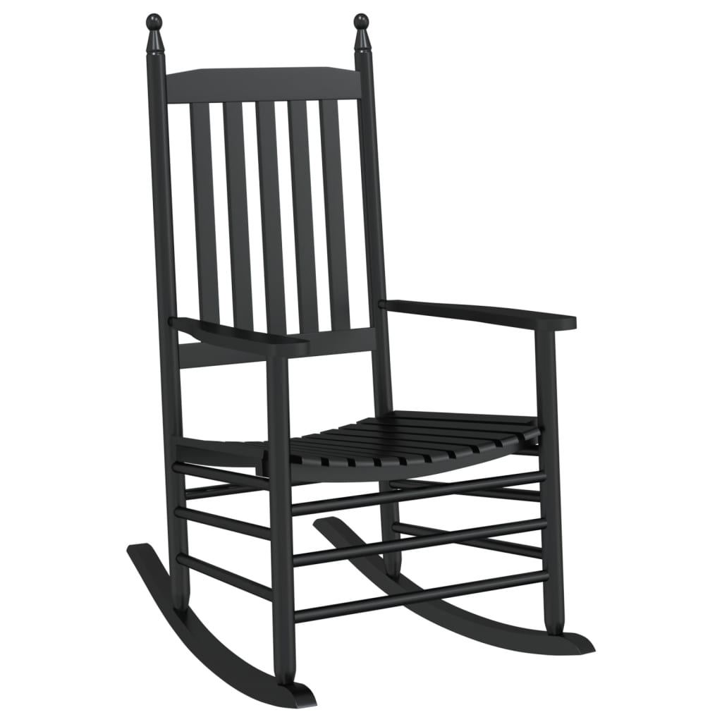 Cadeiras baloiço c/ assentos curvos 2 pcs álamo maciço preto