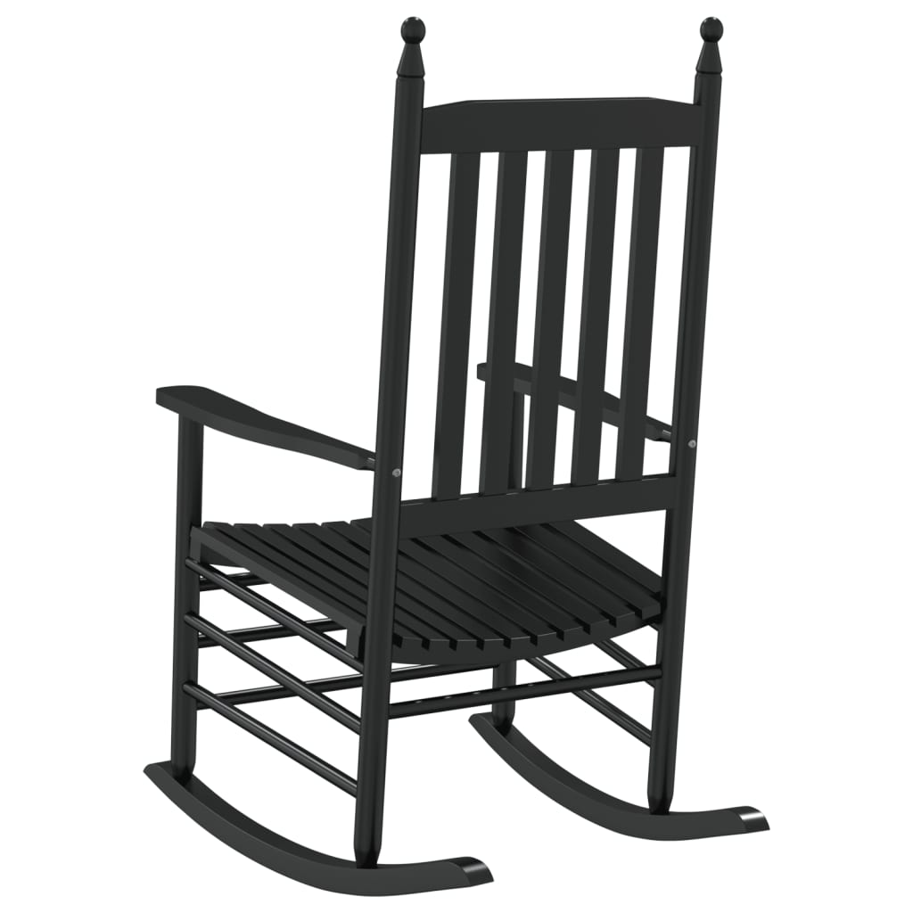 Cadeiras baloiço c/ assentos curvos 2 pcs álamo maciço preto