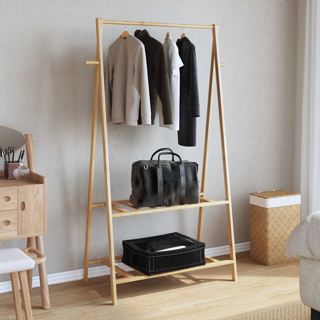 Roupeiro com prateleiras 96x45,5x150,5 cm bambu