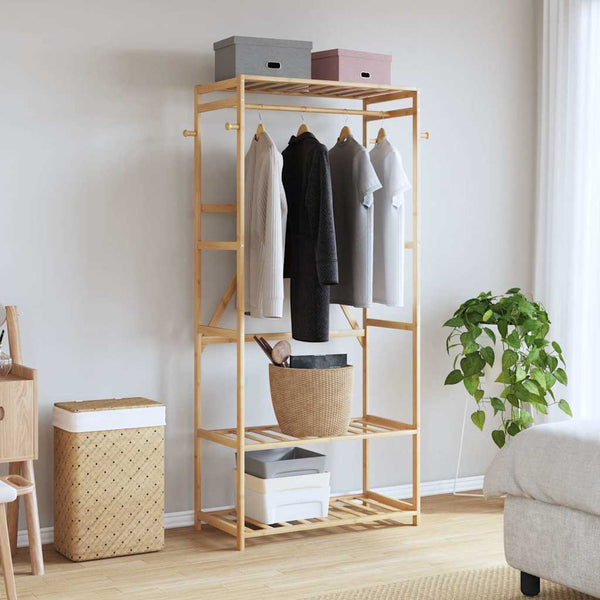 Roupeiro com prateleiras 80x40x175 cm bambu