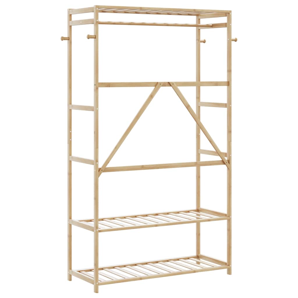 Roupeiro com prateleiras 110x40x175 cm bambu