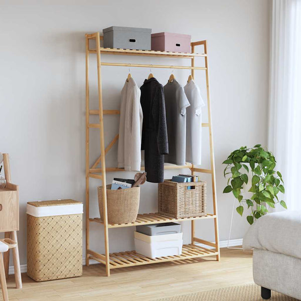 Roupeiro com prateleiras 110x40x180 cm bambu