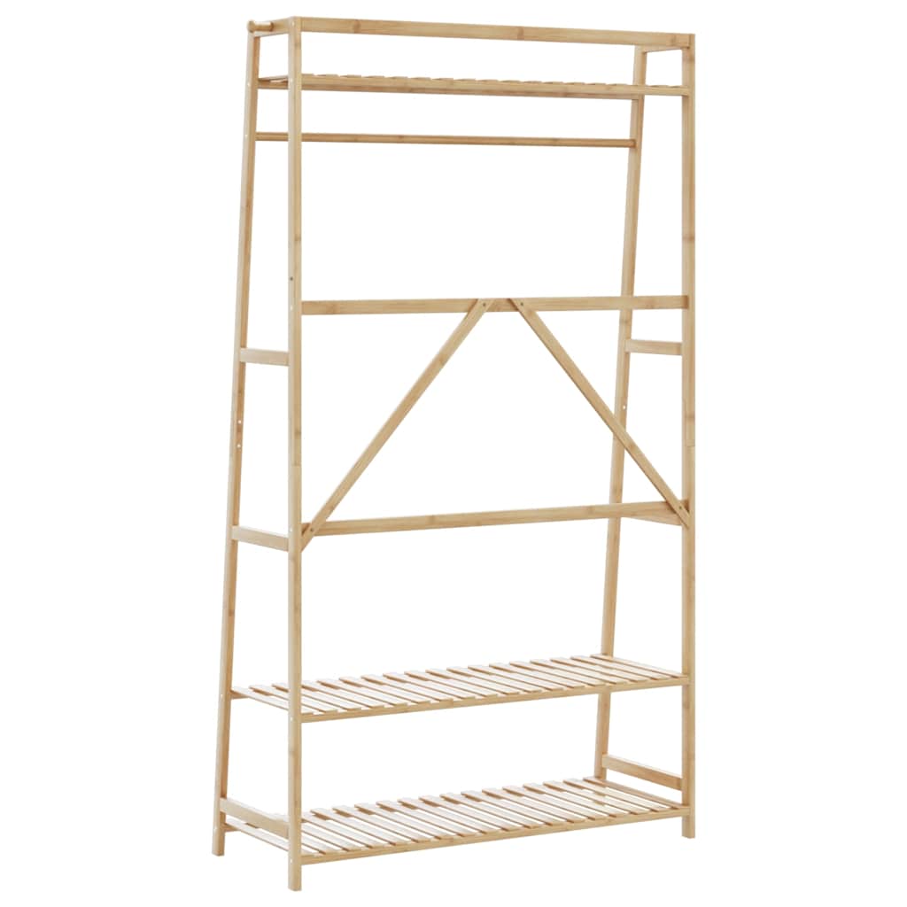 Roupeiro com prateleiras 110x40x180 cm bambu