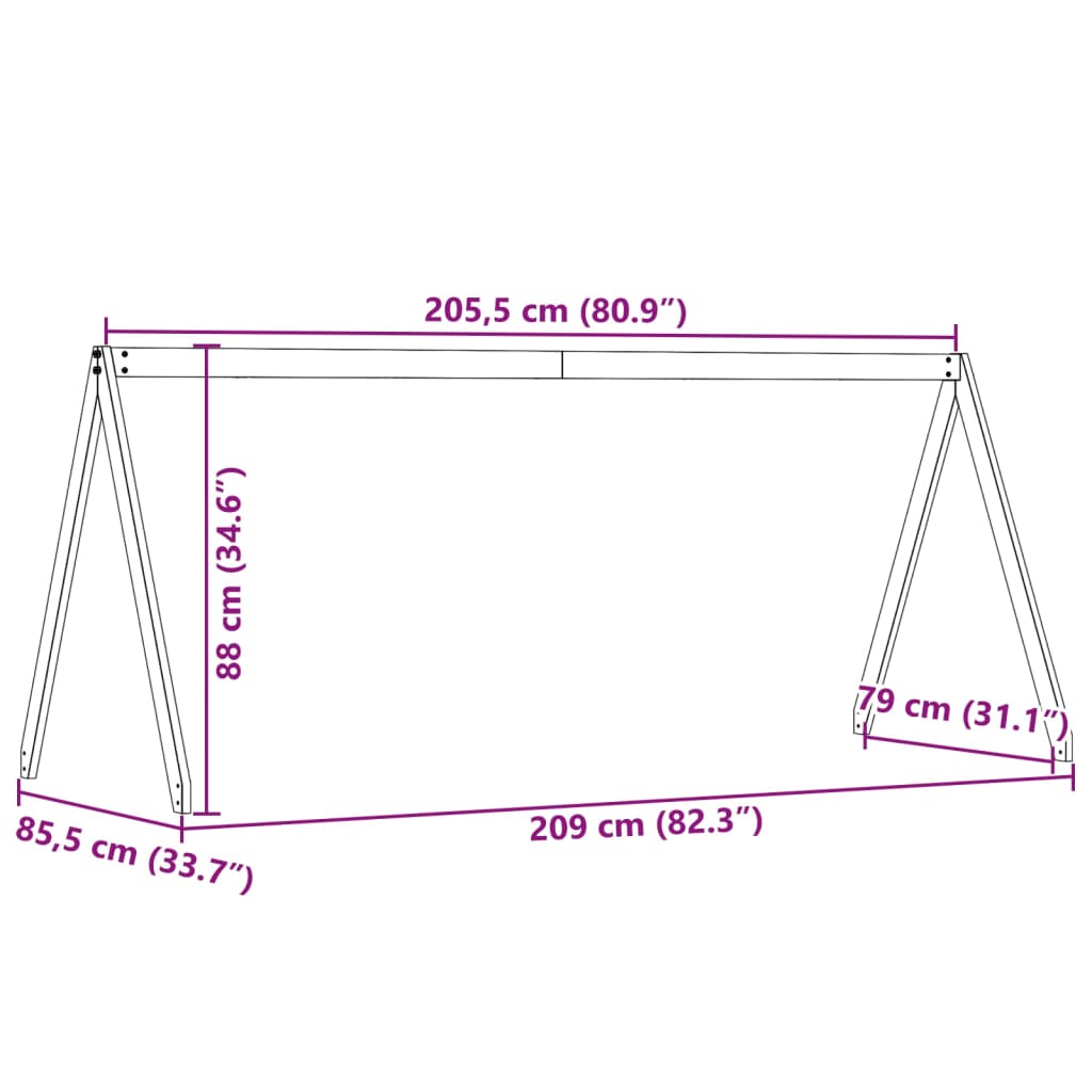 Telhado de cama infantil 209x85,5x88 cm pinho maciço branco