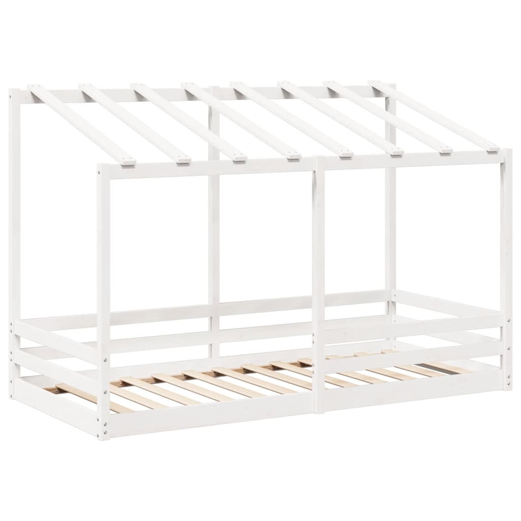 Cama infantil com telhado 100x200 cm pinho maciço branco