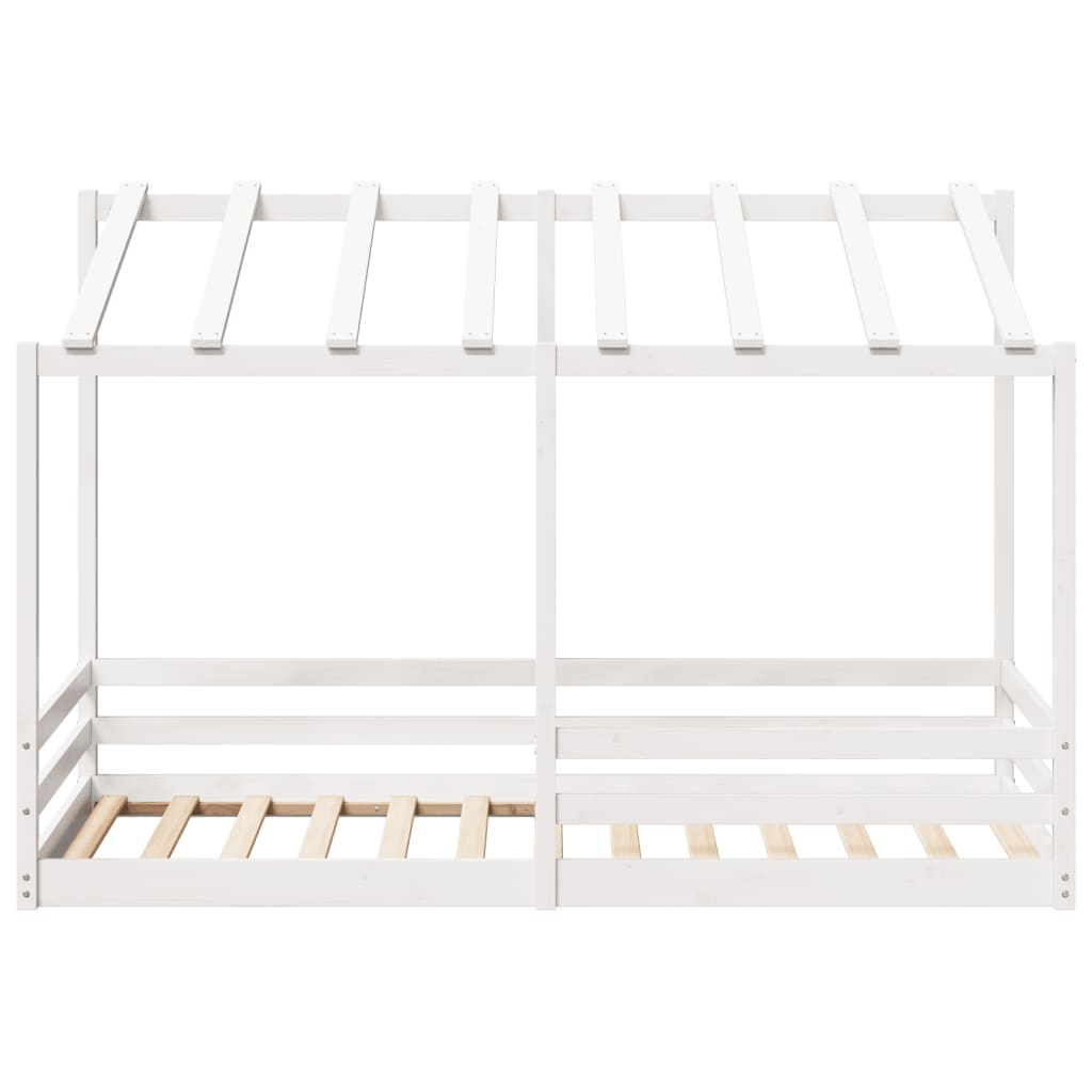 Cama infantil com telhado 100x200 cm pinho maciço branco