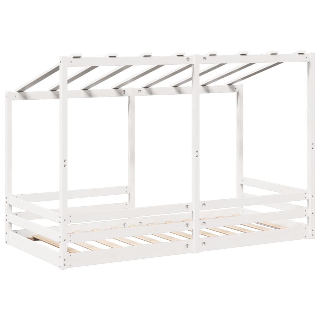Cama infantil com telhado 100x200 cm pinho maciço branco