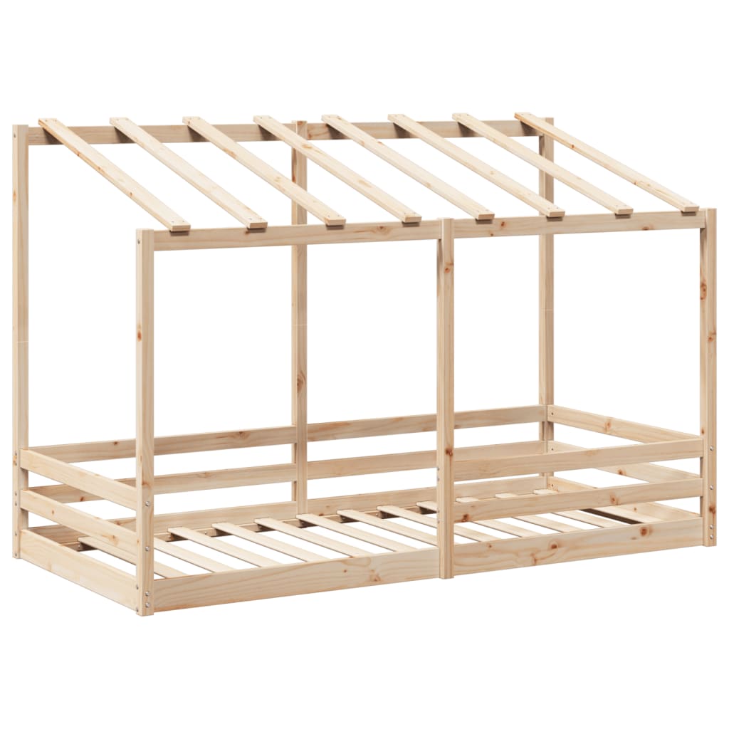 Cama infantil com telhado 90x200 cm madeira de pinho maciça