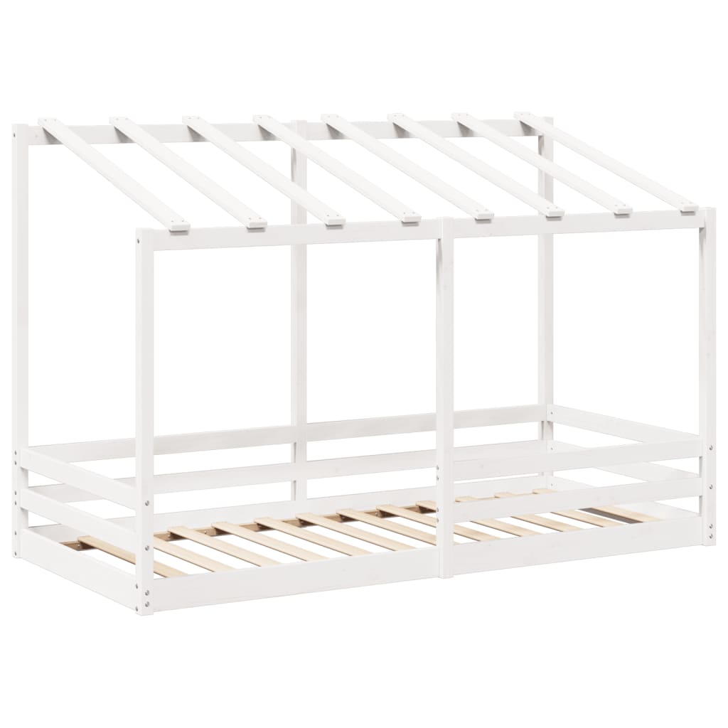 Cama infantil com telhado 90x200 cm pinho maciço branco