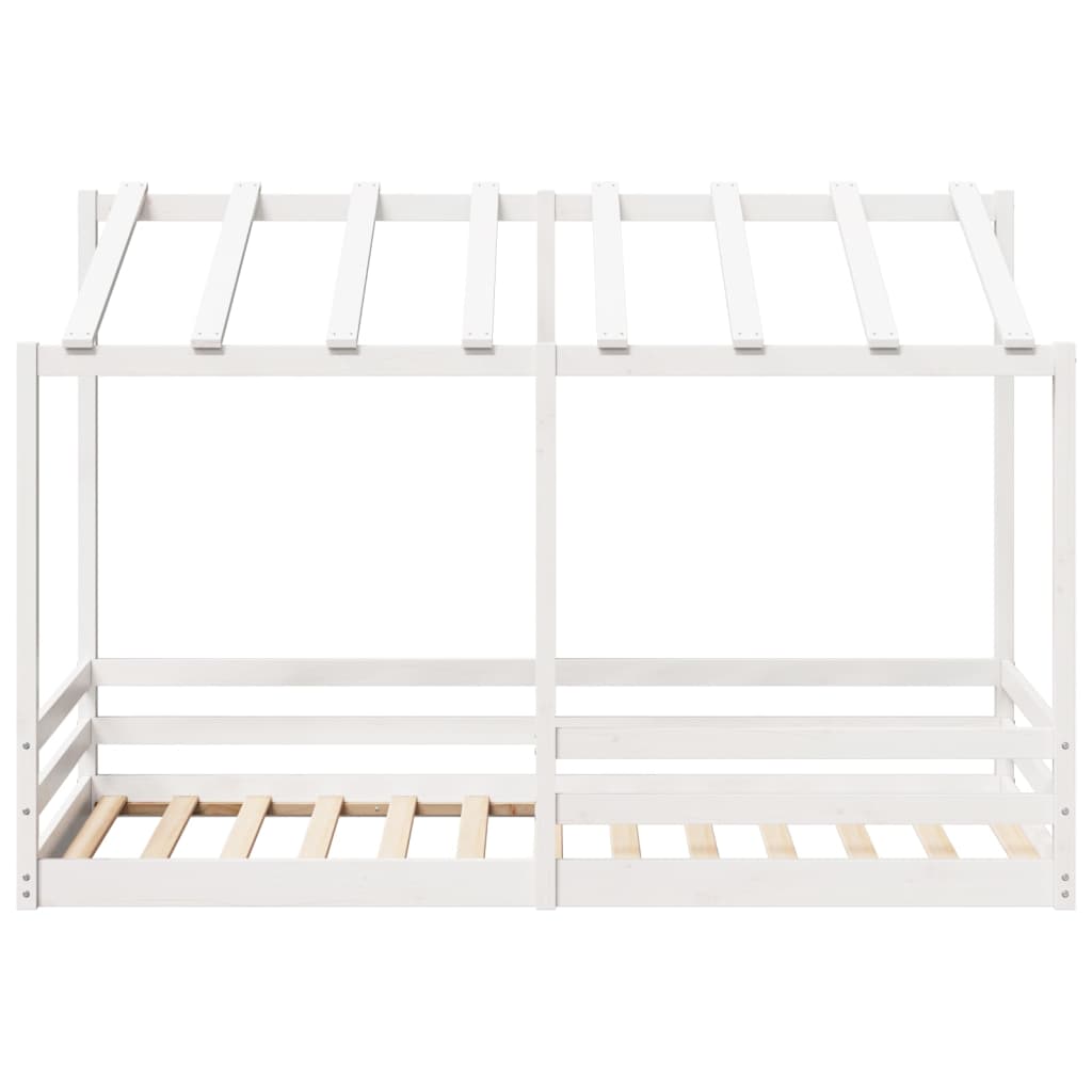 Cama infantil com telhado 90x200 cm pinho maciço branco
