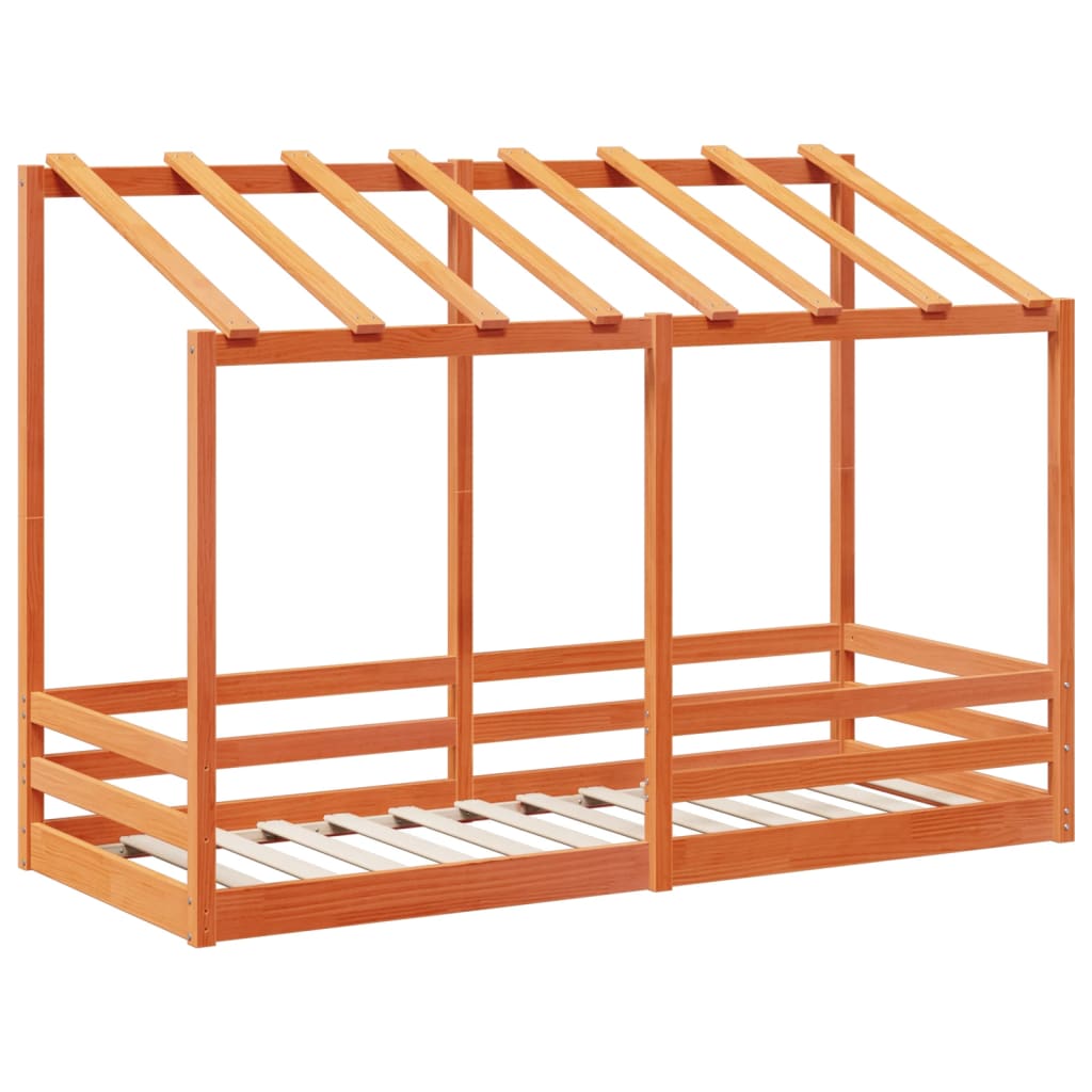 Cama infantil c/ telhado 90x190 cm pinho maciço castanho-mel