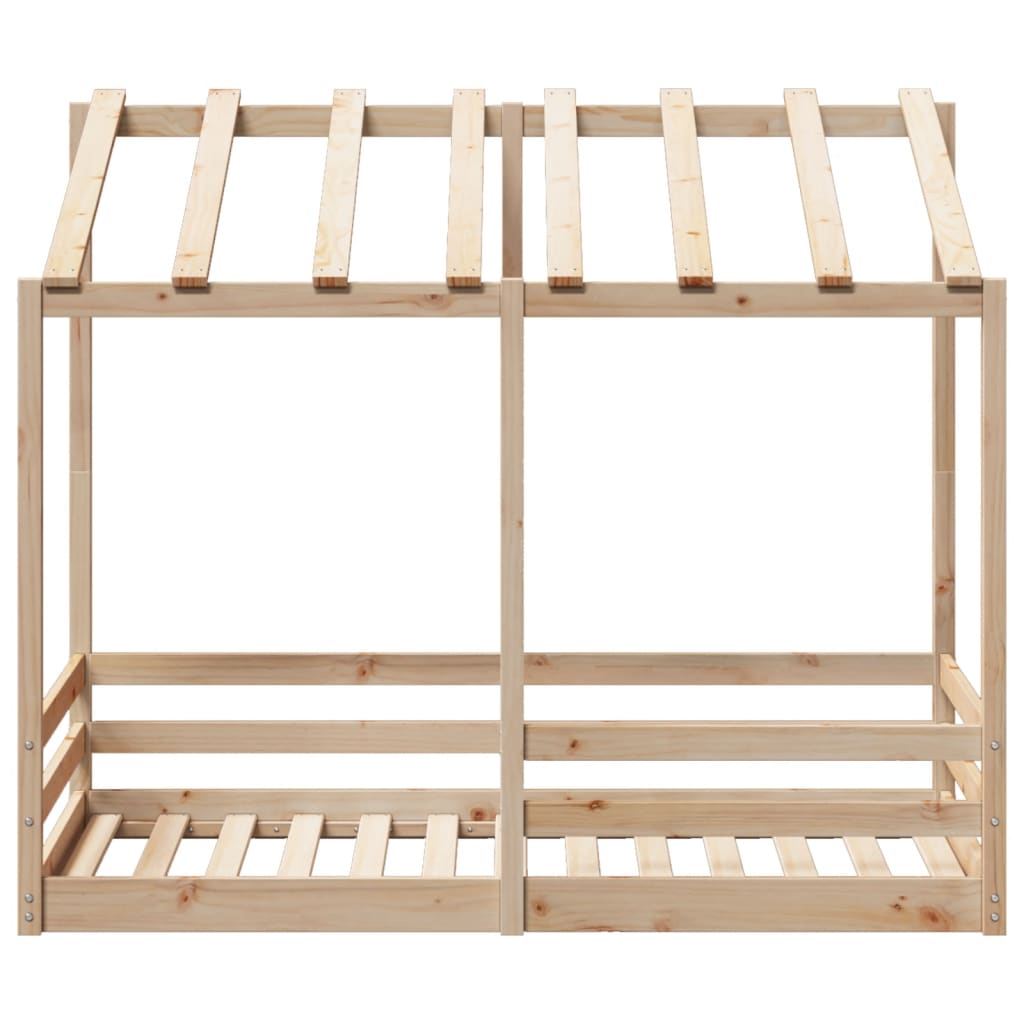 Cama infantil com telhado 80x160 cm madeira de pinho maciça