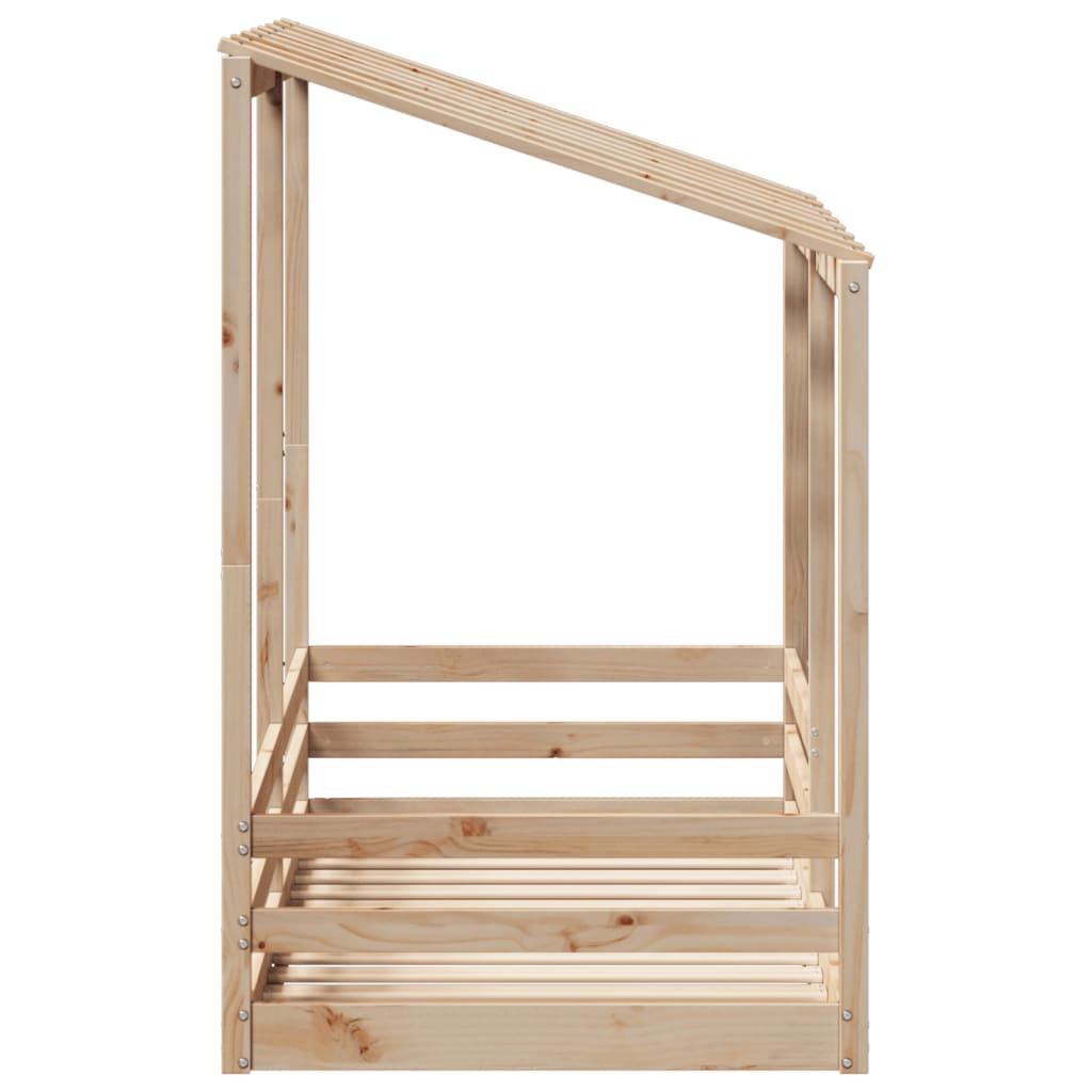 Cama infantil com telhado 80x160 cm madeira de pinho maciça
