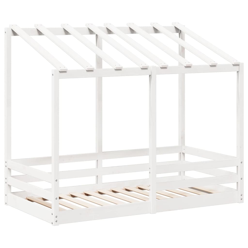 Cama infantil com telhado 80x160 cm pinho maciço branco