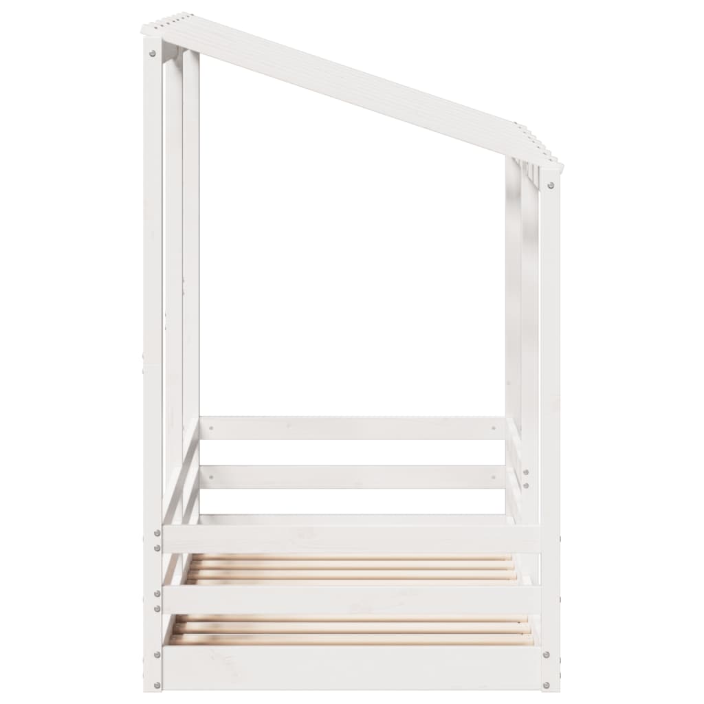 Cama infantil com telhado 80x160 cm pinho maciço branco