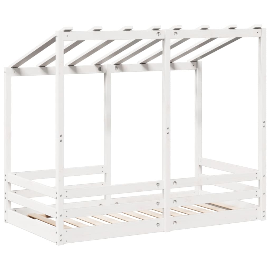 Cama infantil com telhado 80x160 cm pinho maciço branco