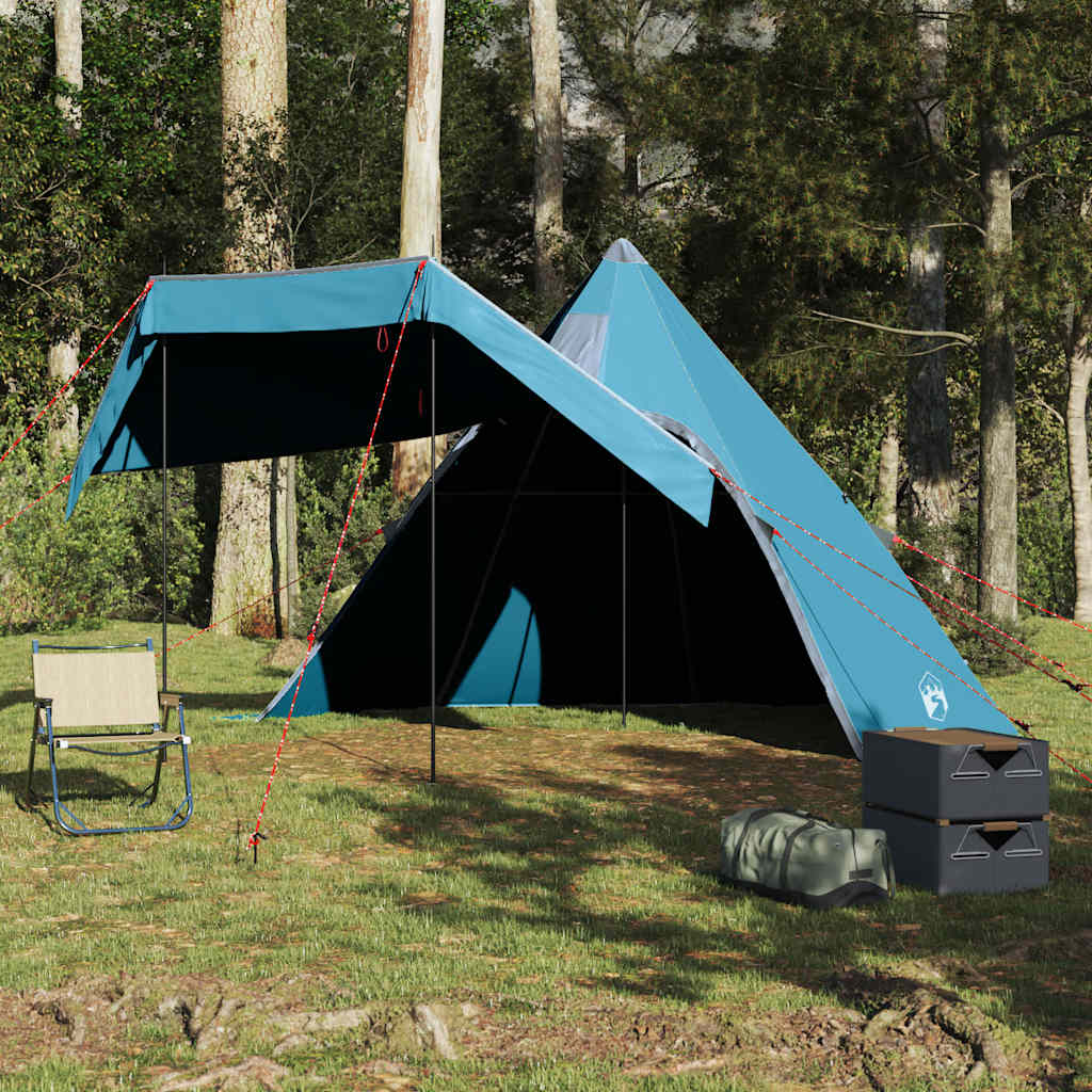 Tenda de campismo tipi para 5 pessoas impermeável azul