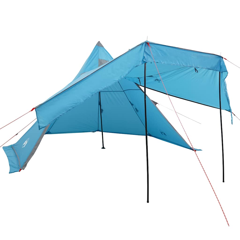 Tenda de campismo tipi para 5 pessoas impermeável azul