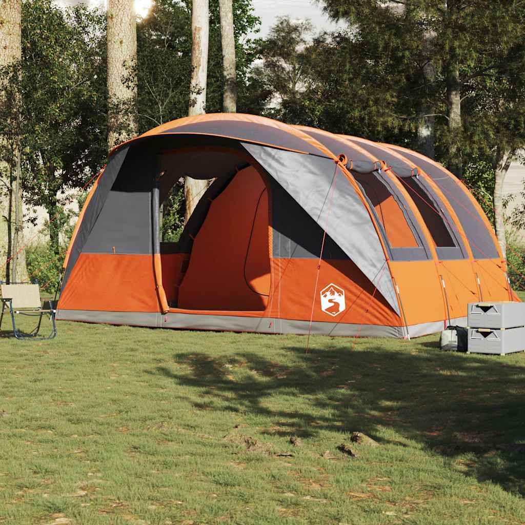 Tenda de campismo túnel p/ 5 pessoas impermeável cinza/laranja